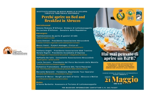Lettomanoppello. "Perchè ho aperto un B&amp;B. Racconti di un cambio di vita”.