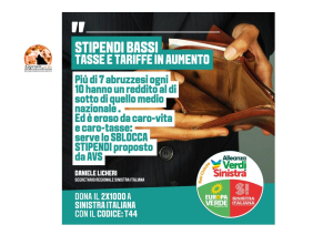 SI. Estensione dei redditi bassi in Abruzzo, inferiore a quello medio nazionale per il 71.1% dei lavoratori