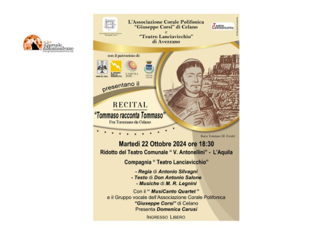 "Tommaso racconta Tommaso"  Recital sulla figura del primo biografo di San Francesco di Assisi 