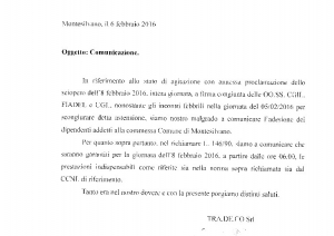 Lettera inviata alle autorità che annuncia sciopero