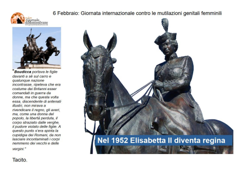 6 febbraio, regine e regine guerriere della storia. Giornata contro le mutilazioni femminili.