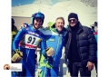 Il campione Tomba con professore e alunno dell'IIS Alessandrini Marino di Teramo.