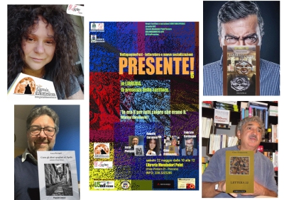 Luca Pompei, Angela Curatolo, Gino Primavera, Fabrizio Cordoano a PRESENTE! 6 Letteratura e informazione
