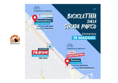 Maxi biciclettata lungo la Strada parco, con partenze da Pescara e Montesilvano